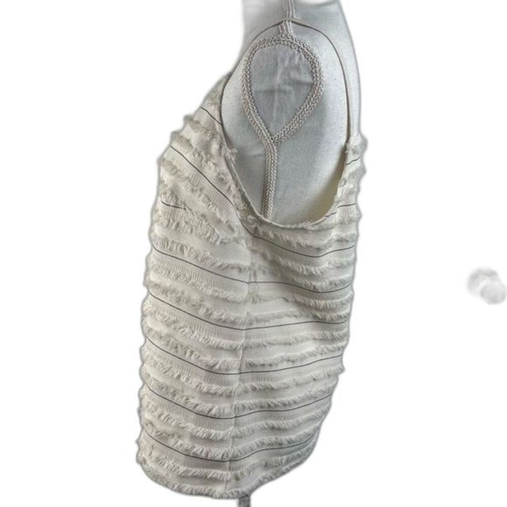 Maeve by Anthropologie Quinn fringe tank Size 14 White Pinstripes Summer - Picture 4 of 10